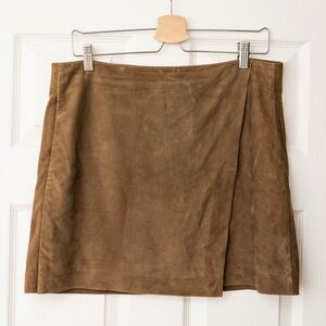 Vince Brown Goat leather Suede Mini Skirt 10